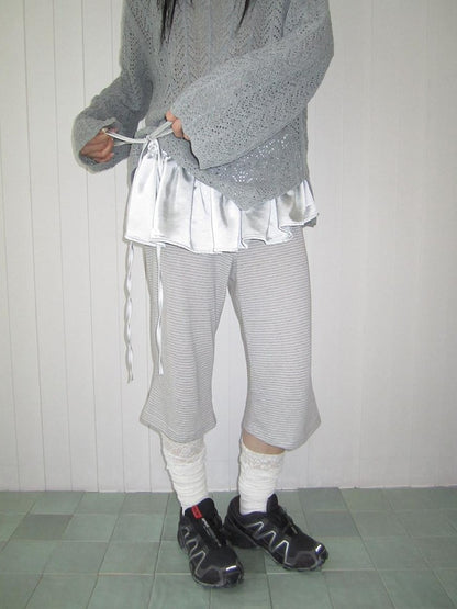 ang project Gray Striped Elastic Waist Micro Flare Women&