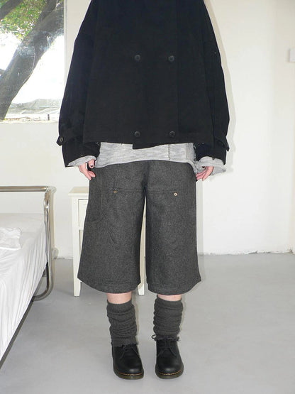 ang project Gray Woolen Cargo Culottes Pants