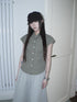 ang_project_Green_Checked_Butterfly_Buckle_Contrast_Flutter_Sleeve_Women&
