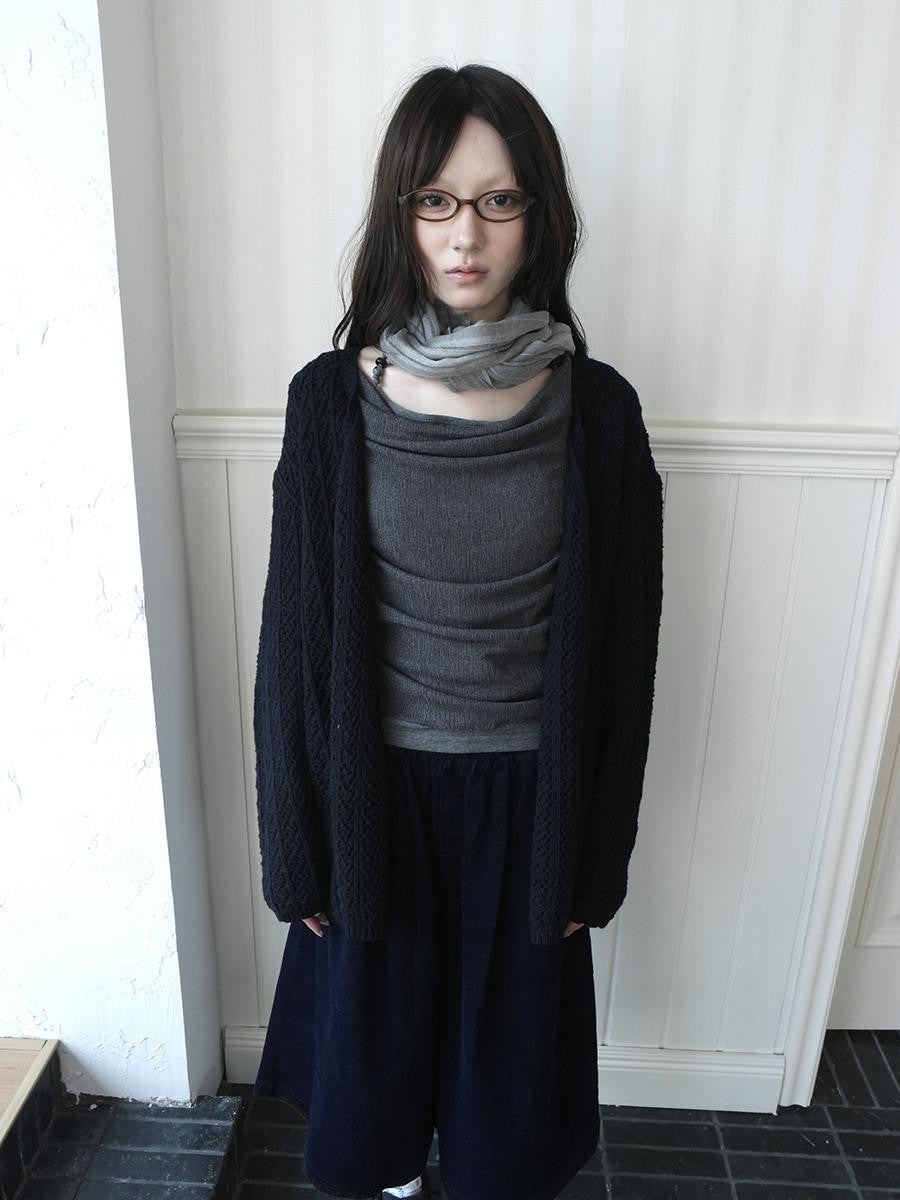 ang project Hollow Out Loose Fit V-neck Knit Women&