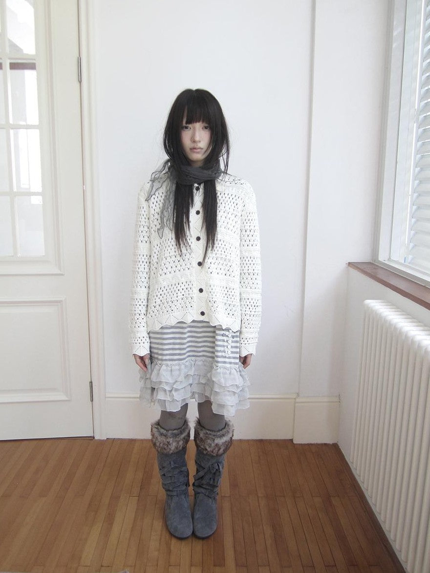 ang project Hollow Out Pointelle Solid Collared Women&
