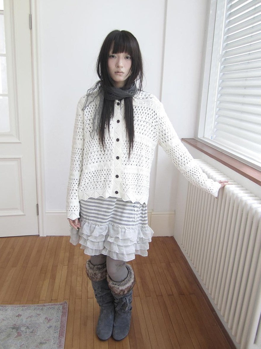 ang project Hollow Out Pointelle Solid Collared Women&