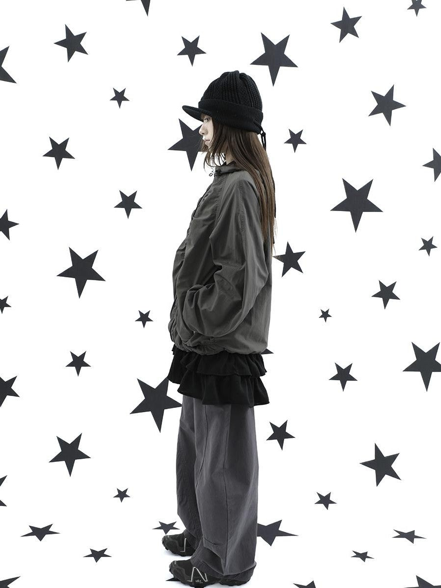 ang project Hooded Pleated Drawstring Zip Women&