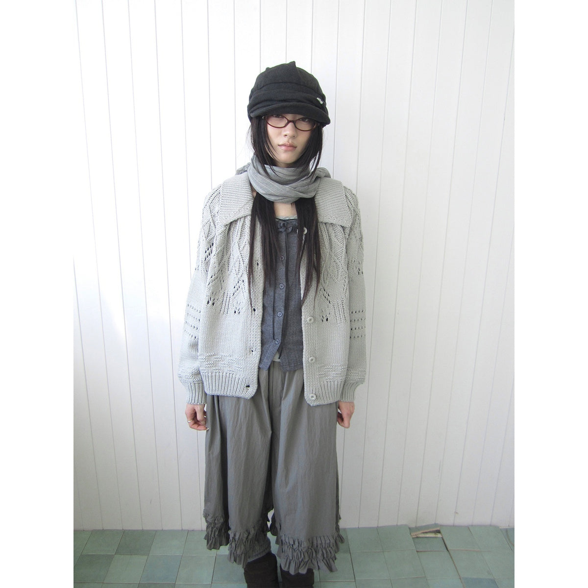 ang_project_Jacquard_Pointelle_Collared_Button_Front_Knit_Women&