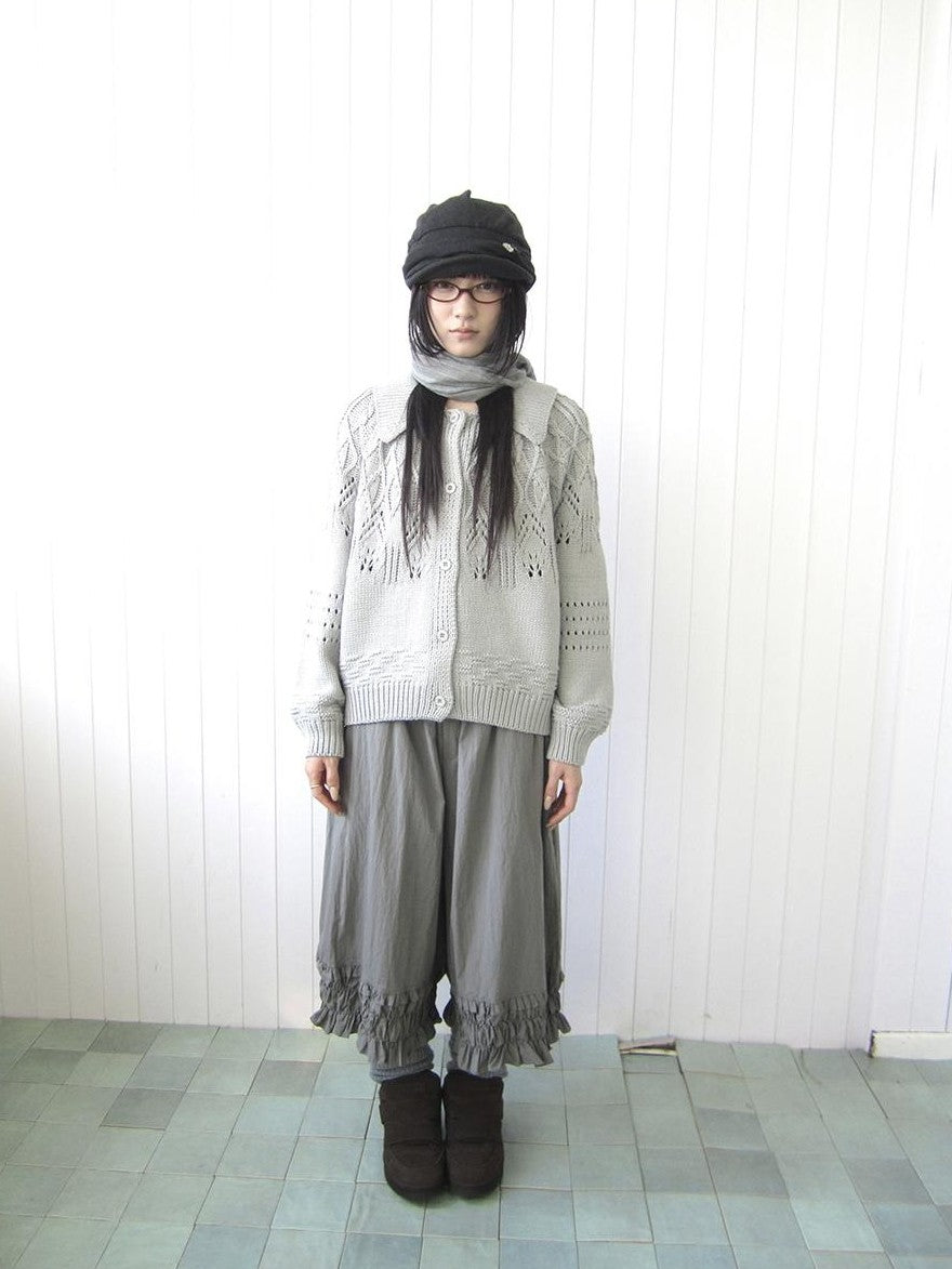 ang project Jacquard Pointelle Collared Button Front Knit Women&