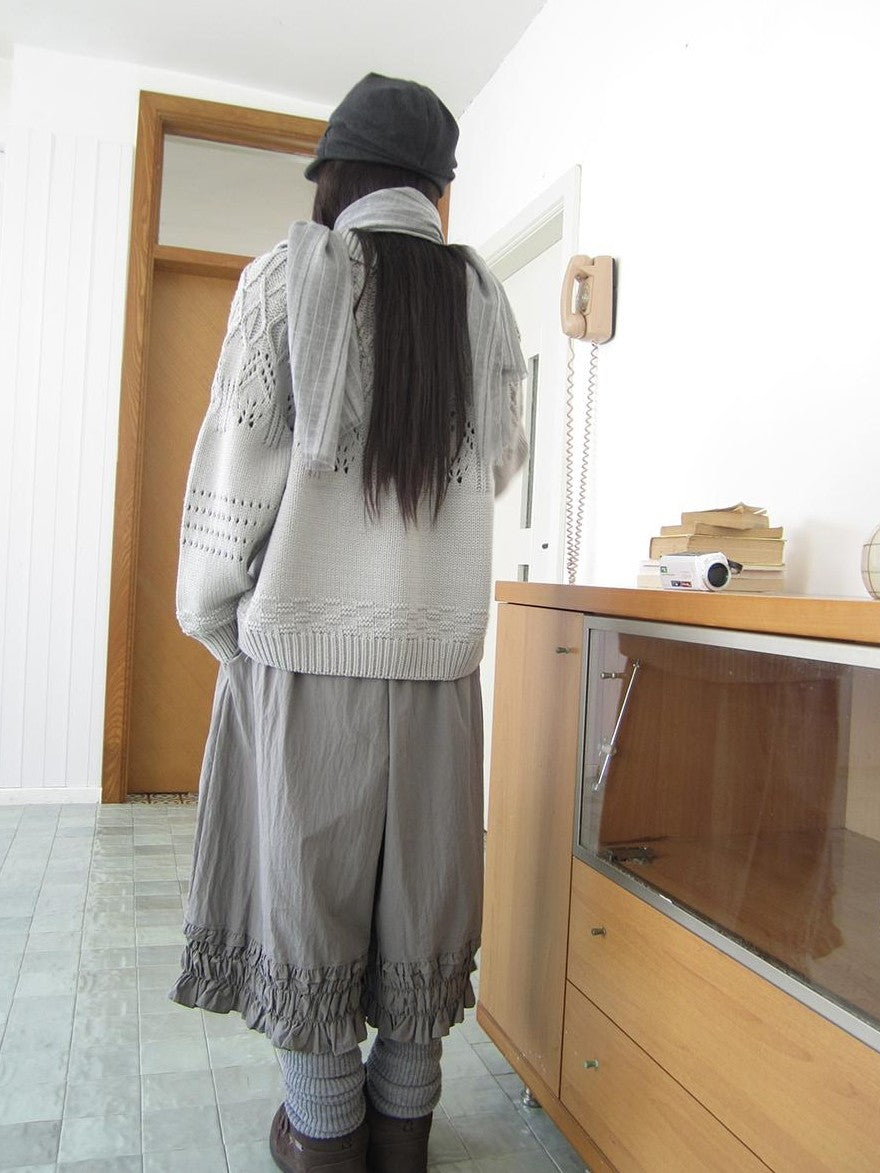 ang project Jacquard Pointelle Collared Button Front Knit Women&