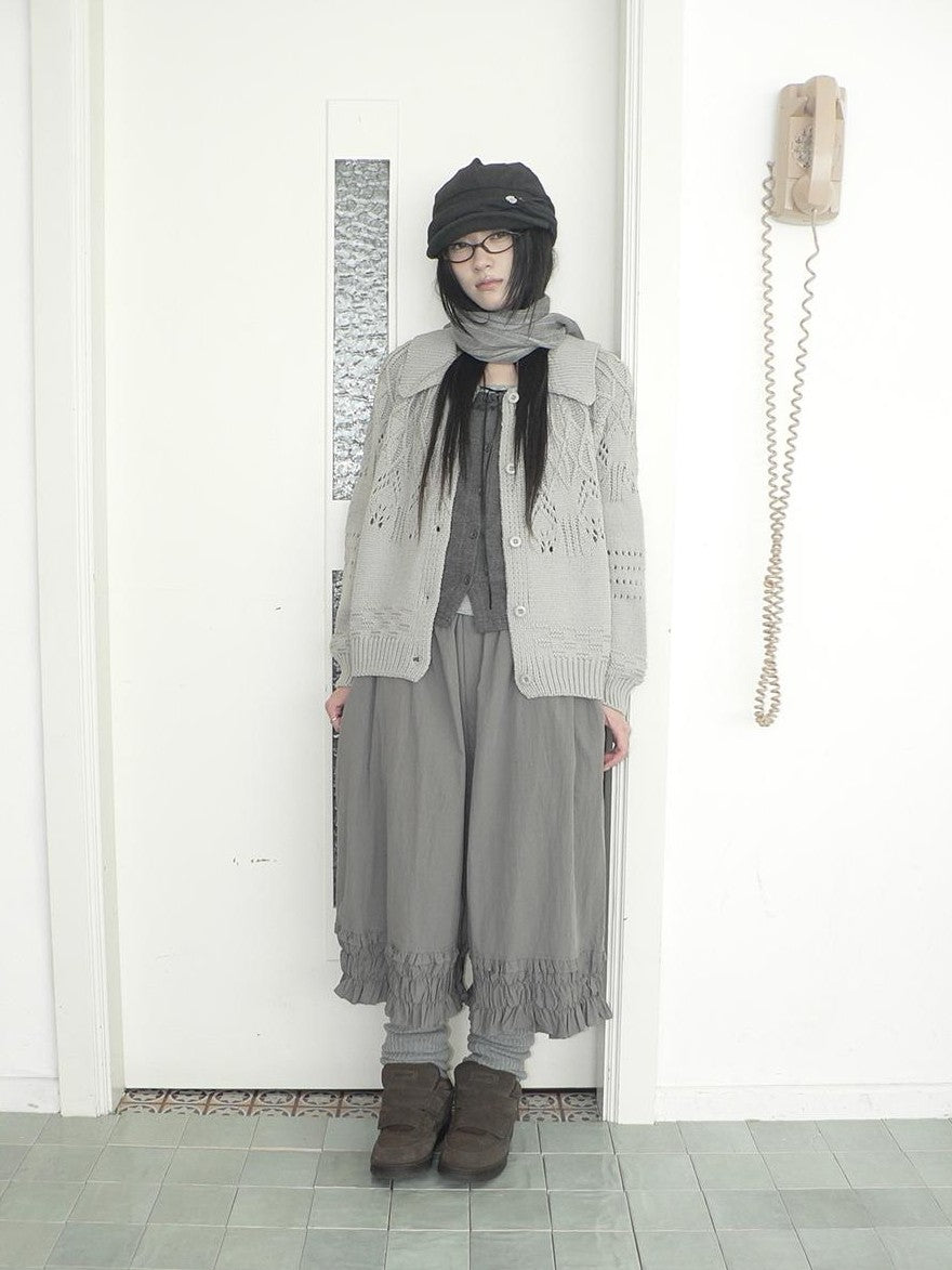 ang project Jacquard Pointelle Collared Button Front Knit Women&
