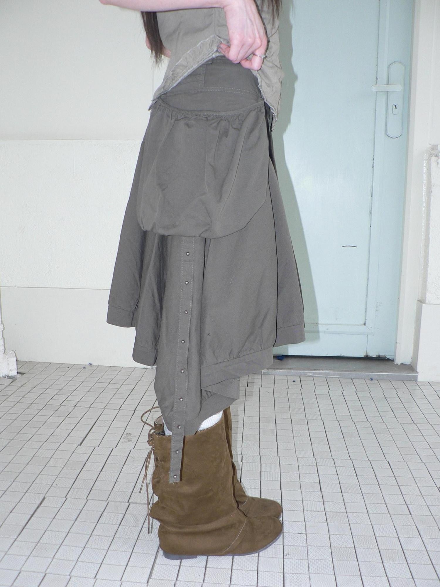 ang project Korean 3D Large Pocket Asymmetrical Hem Women&