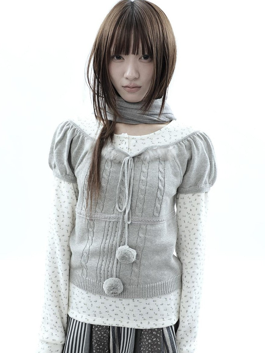 ang project Korean Bow Tie Knit Cotton Women&