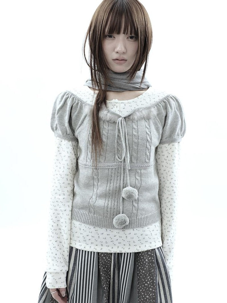 ang project Korean Bow Tie Knit Cotton Women&