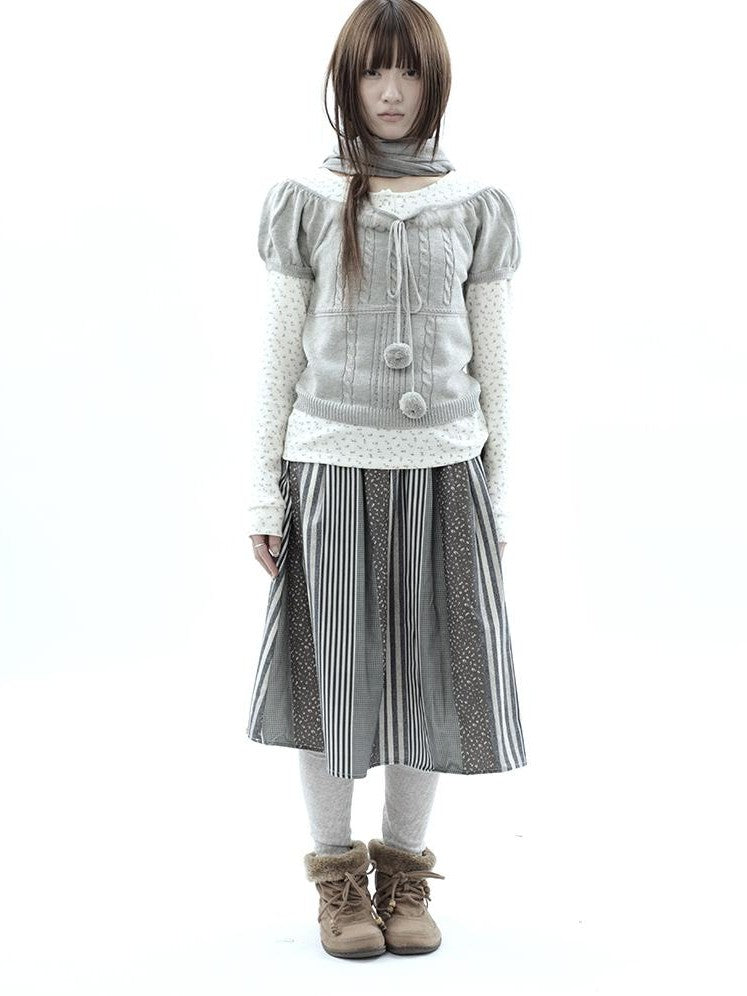 ang project Korean Bow Tie Knit Cotton Women&
