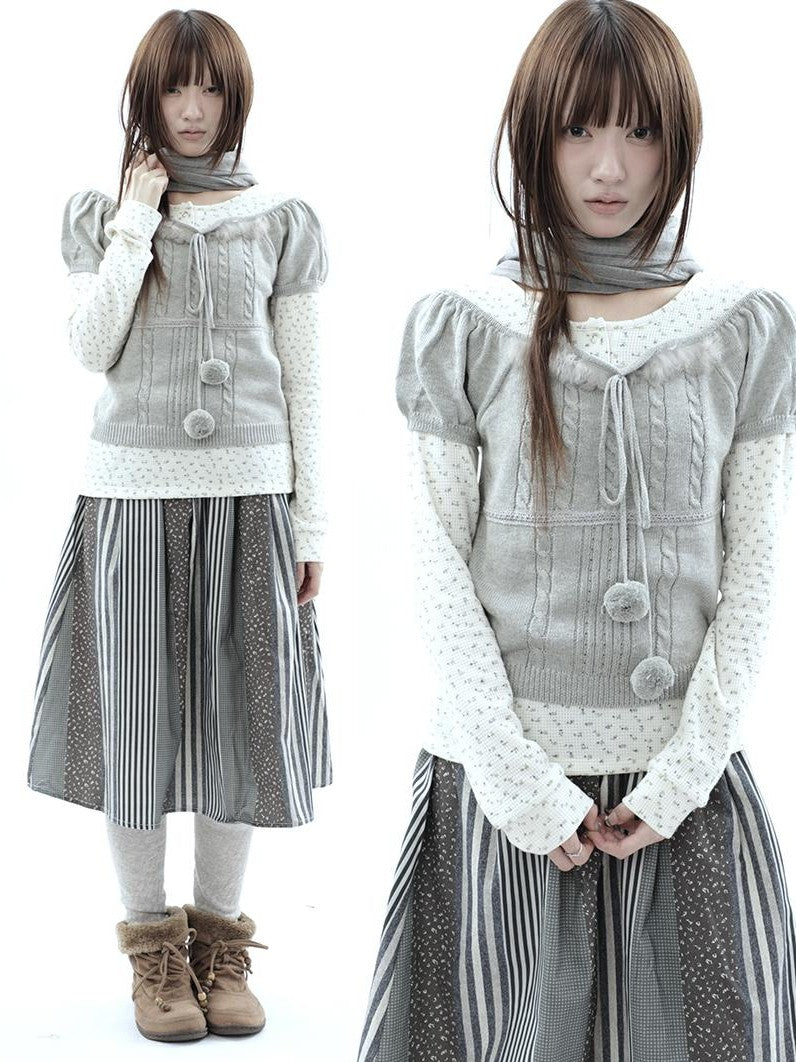 ang project Korean Bow Tie Knit Cotton Women&
