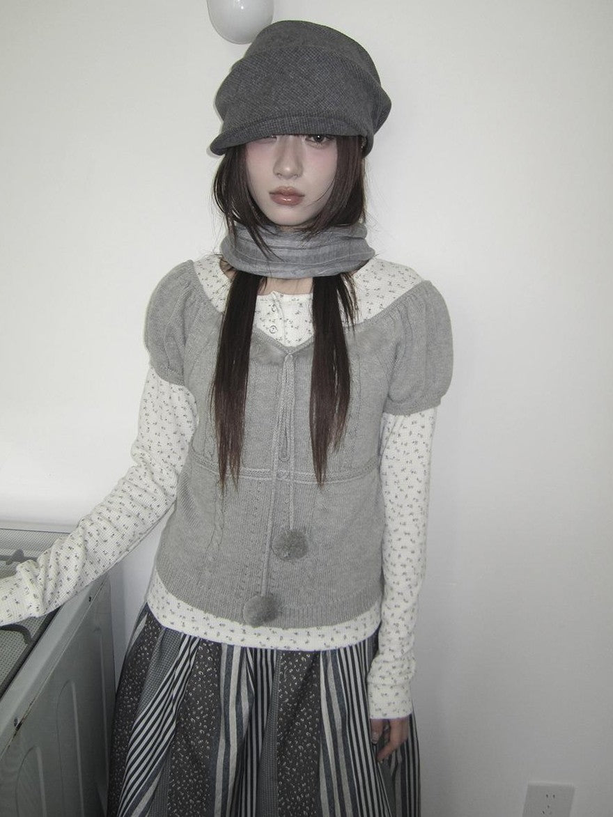 ang project Korean Bow Tie Knit Cotton Women&