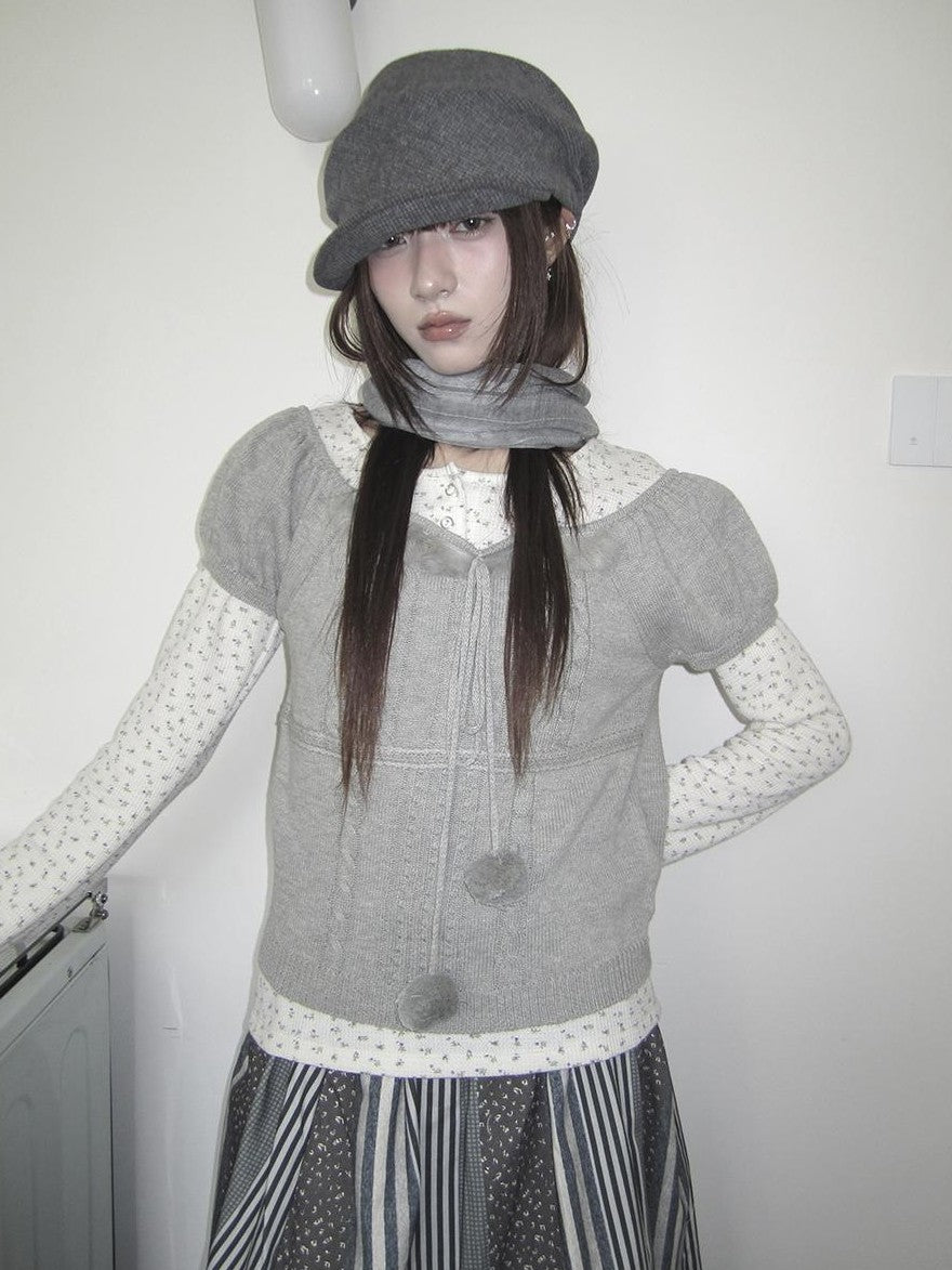 ang project Korean Bow Tie Knit Cotton Women&