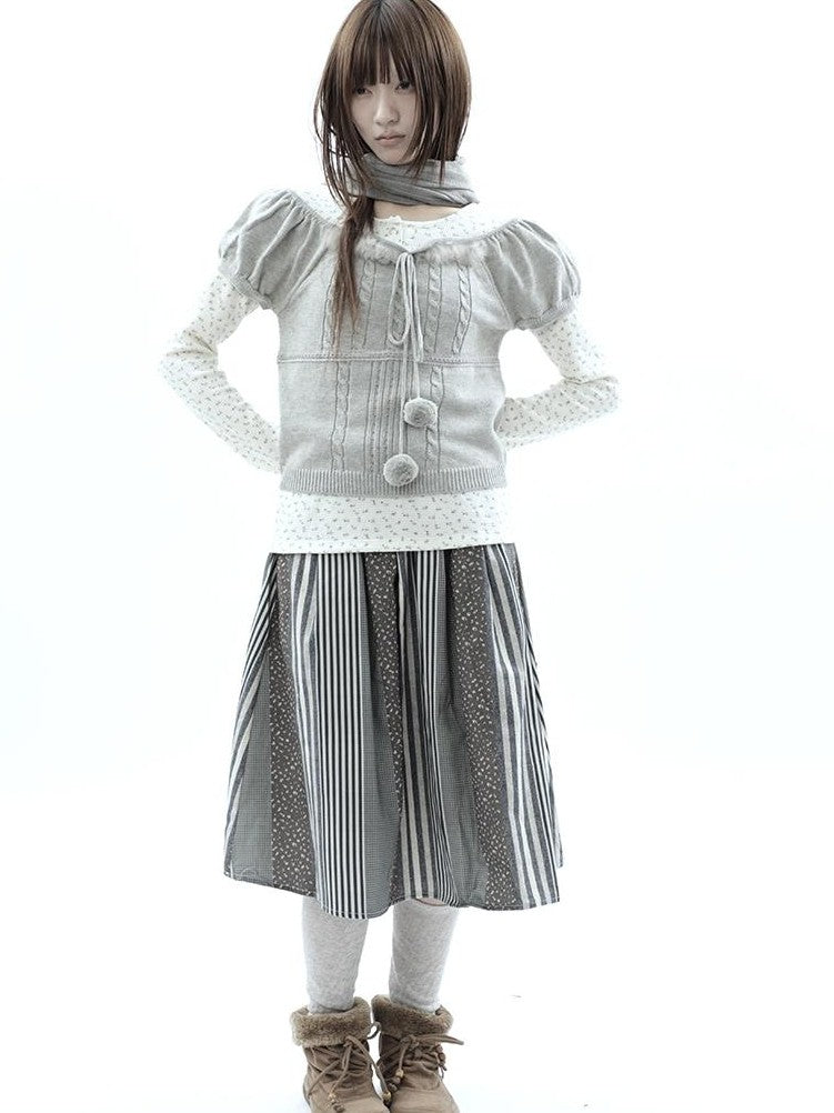 ang project Korean Bow Tie Knit Cotton Women&
