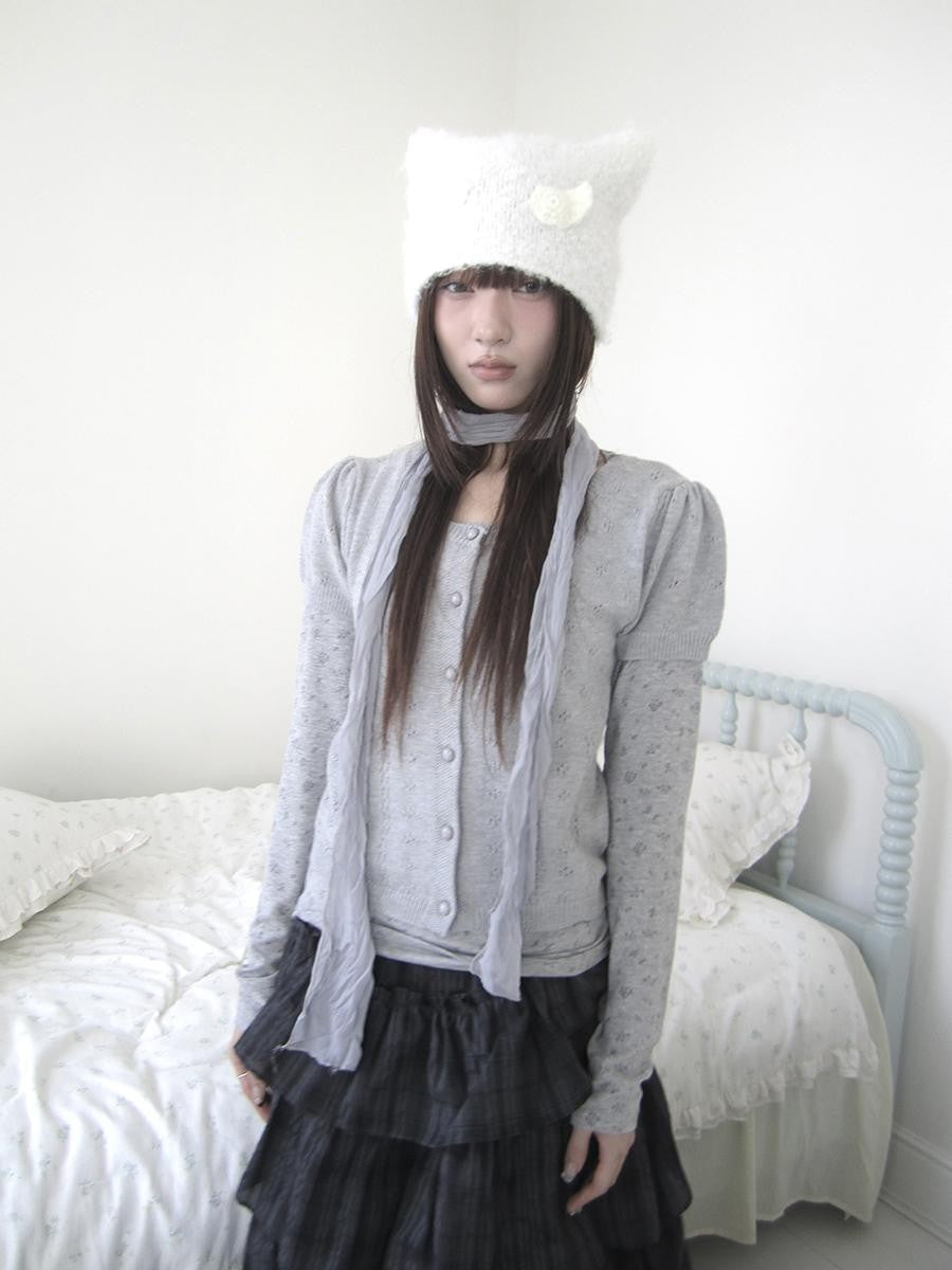 ang project Korean Crochet Openwork Round Neck Women&