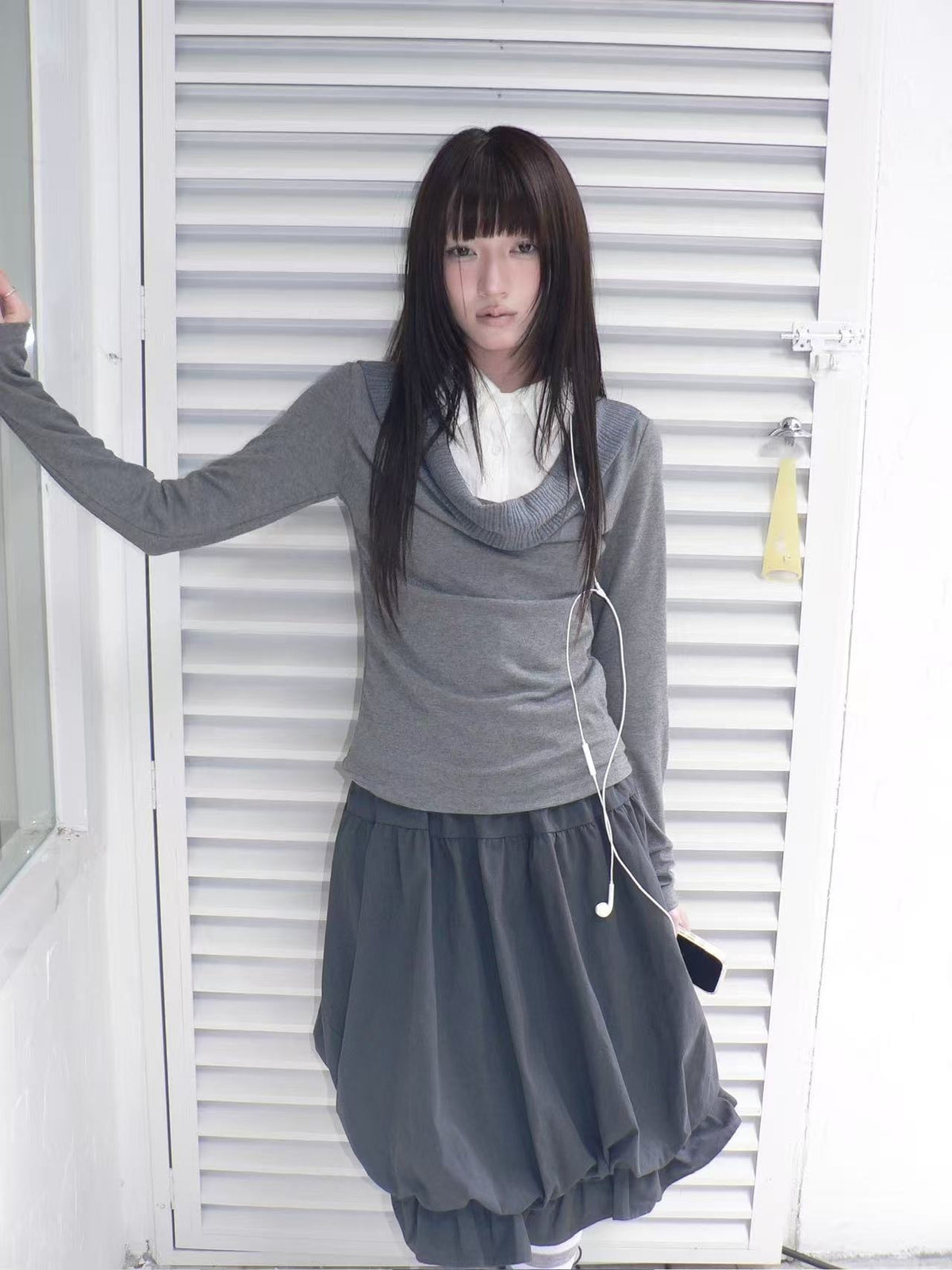 ang_project_Korean_Faux_Layered_Draped_Collar_Button_Long_Sleeve_Knit_Women&