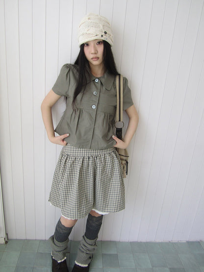 ang_project_Korean_Pleated_Three_Button_Collared_Short_Sleeve_Cropped_Women&