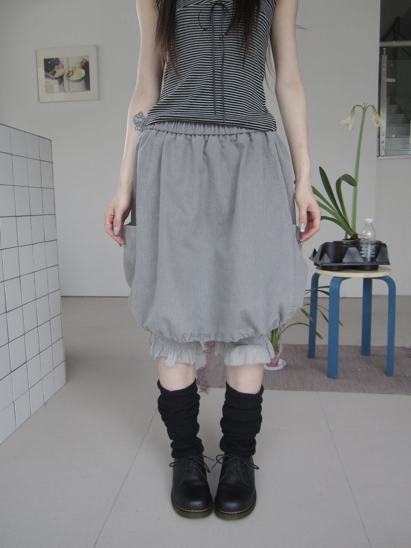 ang_project_Korean_Retro_Big_Pocket_Drawstring_Elastic_Waist_Women&