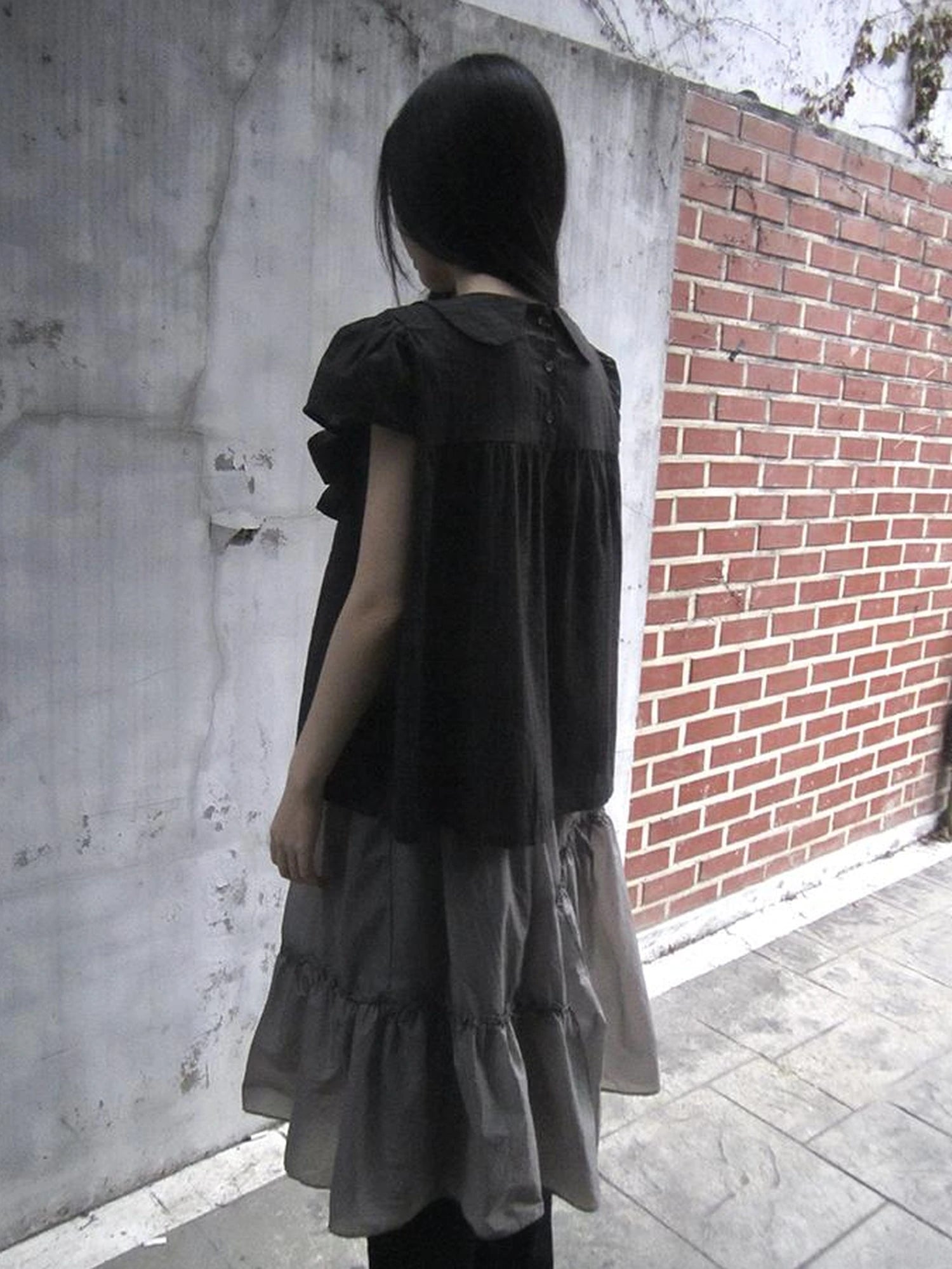 Korean Retro Brown Check Bow Tie Short Sleeve Shirt