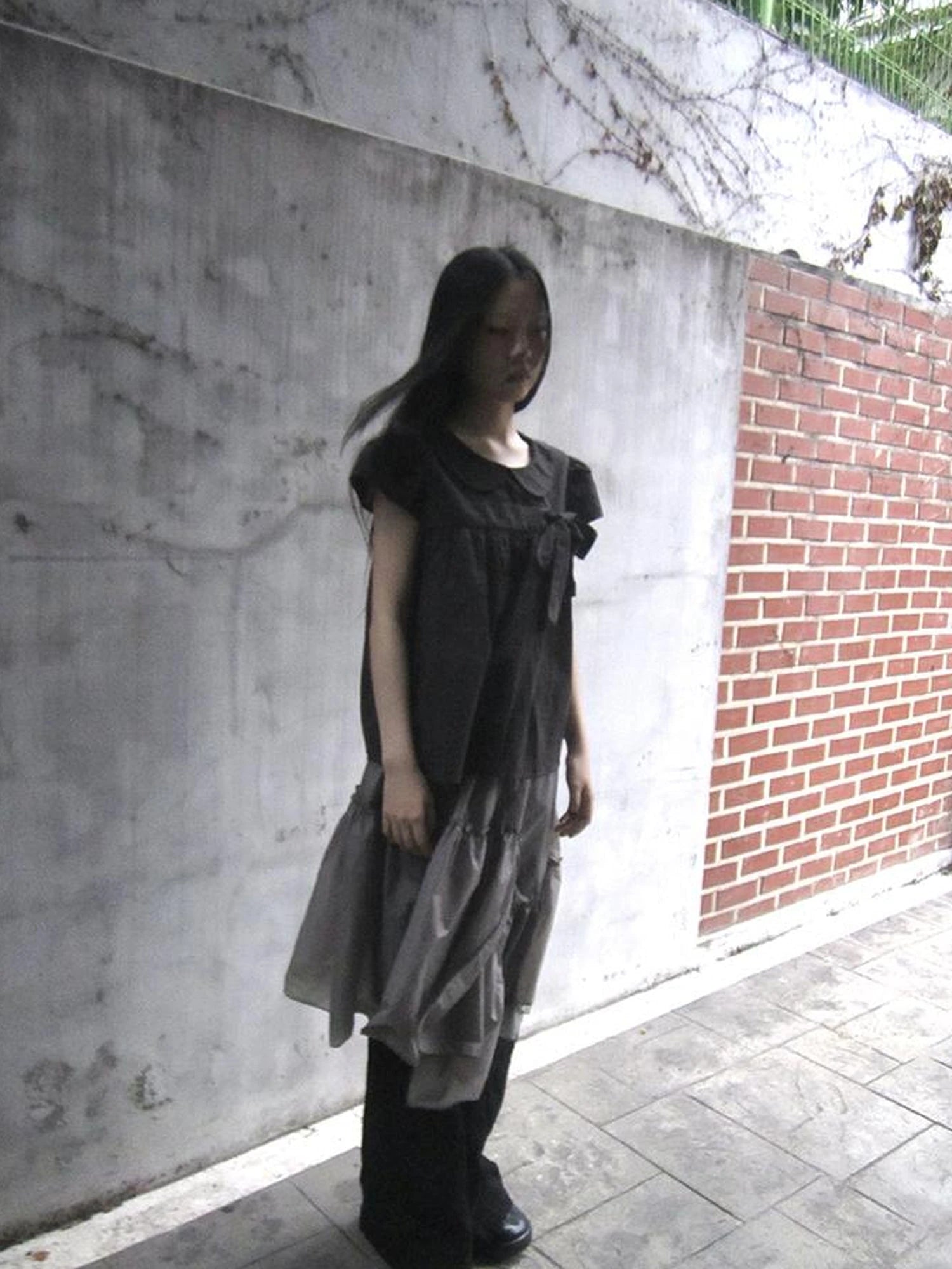 Korean Retro Brown Check Bow Tie Short Sleeve Shirt