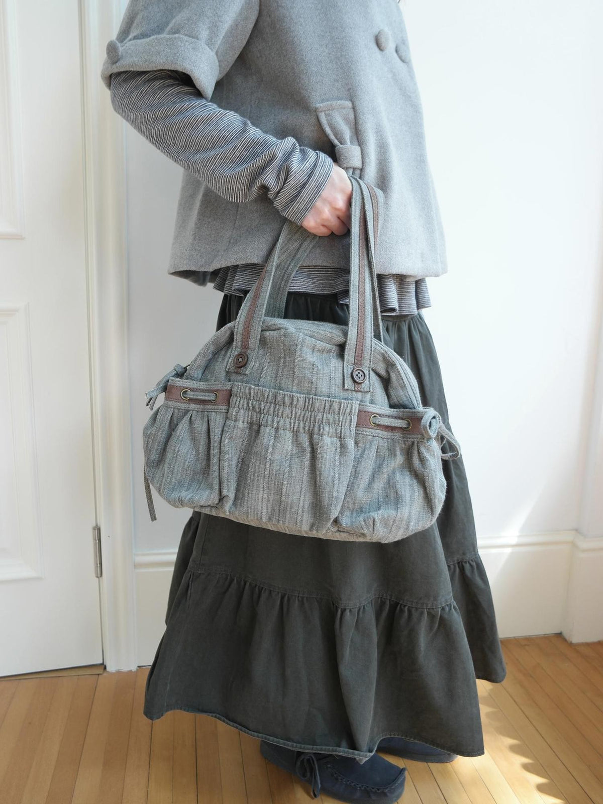 ang project Korean Retro Color Block Ruched Women&