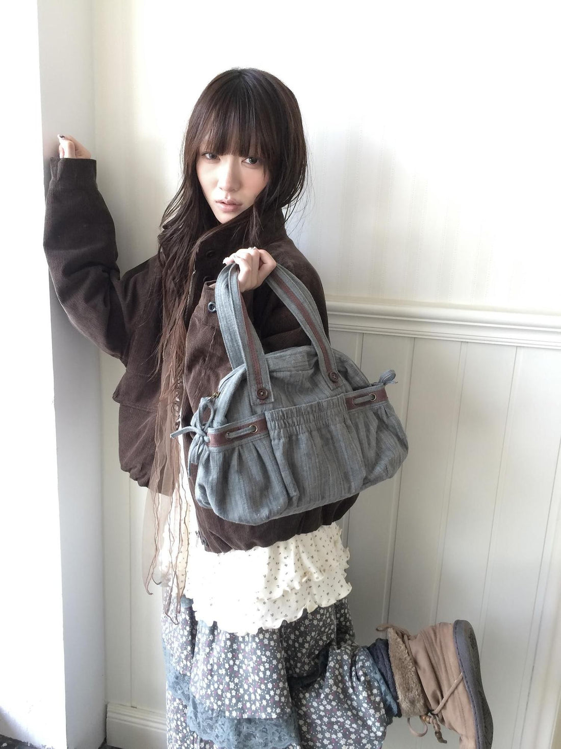 ang project Korean Retro Color Block Ruched Women&