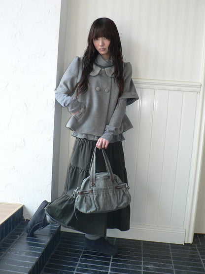 ang project Korean Retro Color Block Ruched Women&