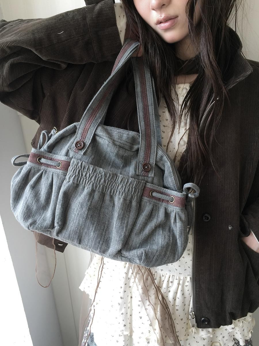 ang project Korean Retro Color Block Ruched Women&