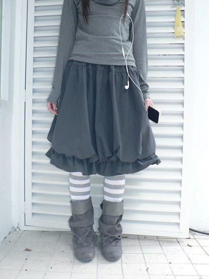 ang_project_Korean_Ruffle_Elastic_Waist_Bubble_Hem_Loose_Fit_Women&