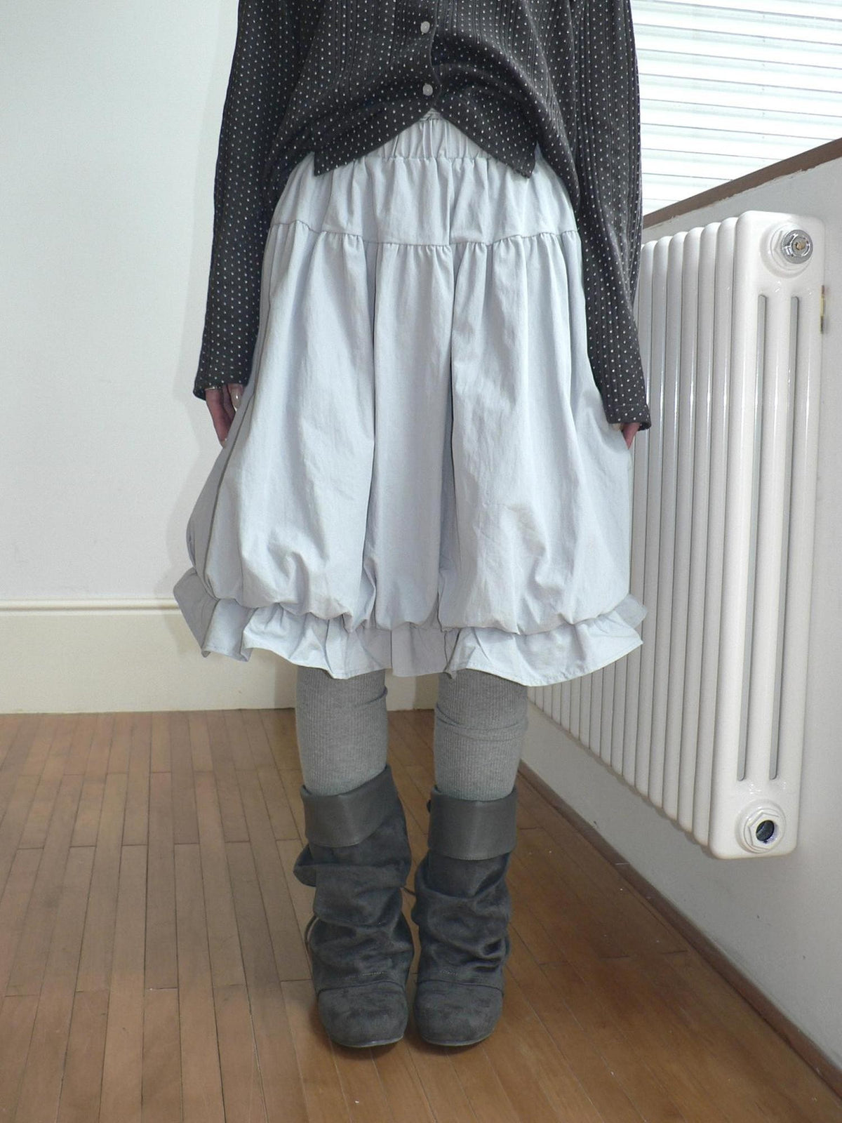 ang project Korean Ruffle Elastic Waist Bubble Hem Loose Fit Women&