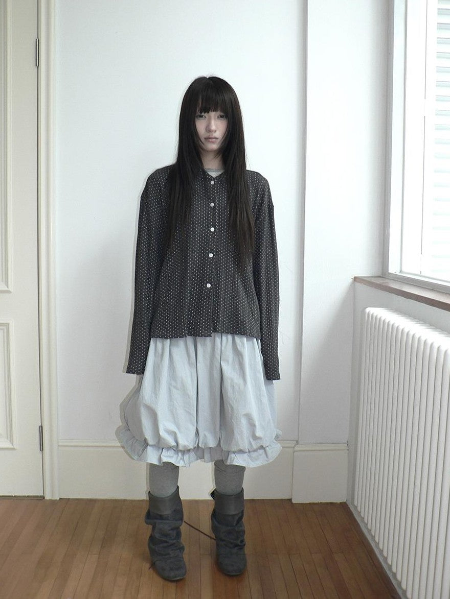 ang project Korean Ruffle Elastic Waist Bubble Hem Loose Fit Women&