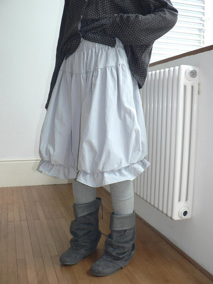ang project Korean Ruffle Elastic Waist Bubble Hem Loose Fit Women&