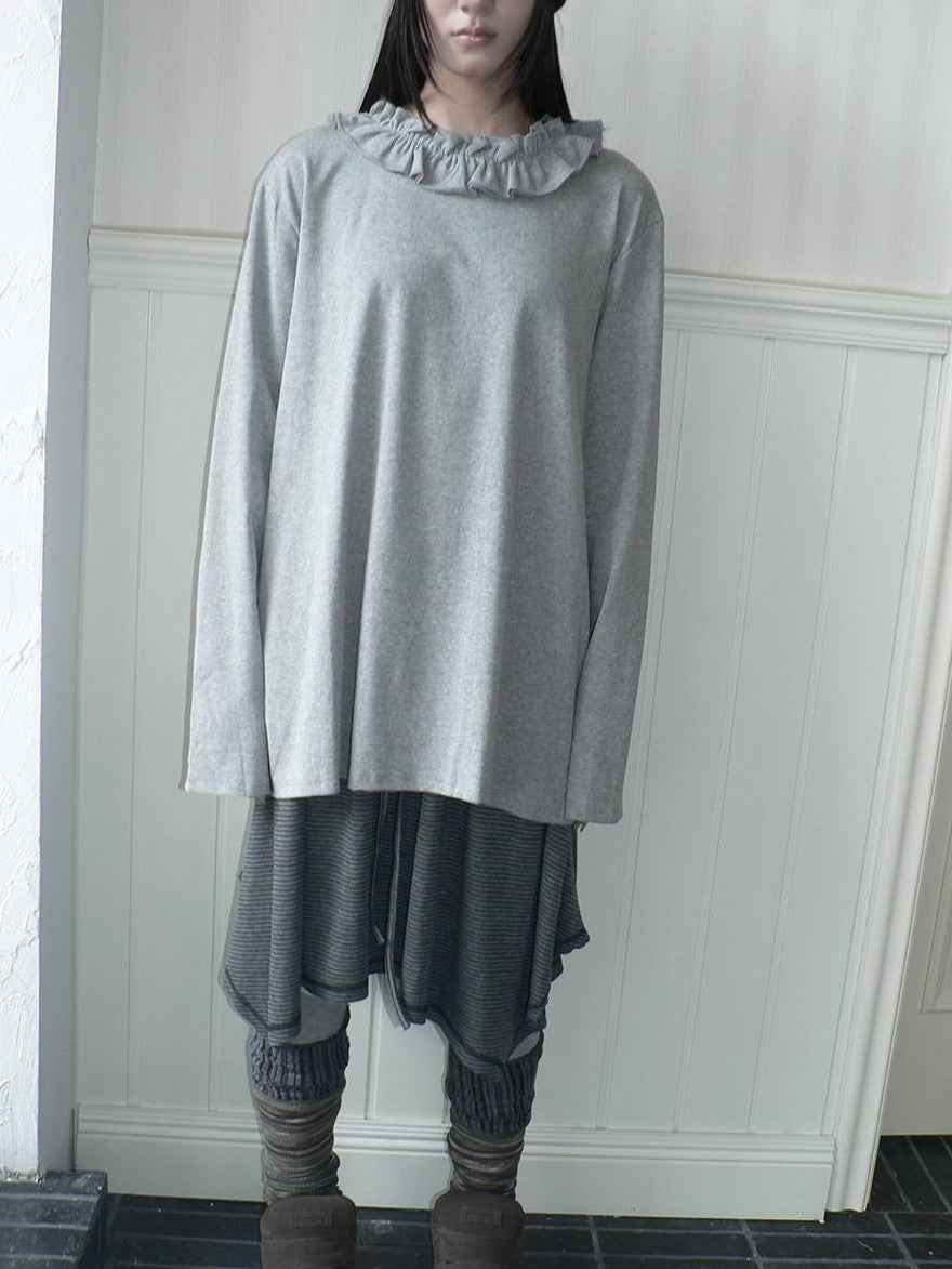 ang project Korean Ruffle Trim Solid Color Loose Fit Women&