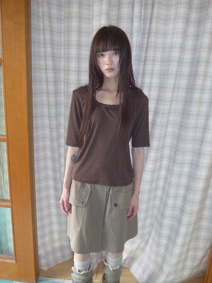 ang_project_Korean_Ruffle_U_Neck_Slim_Stretch_Half_Sleeve_Solid_Women&
