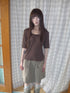 ang_project_Korean_Ruffle_U_Neck_Slim_Stretch_Half_Sleeve_Solid_Women&