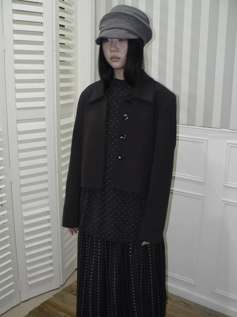 ang_project_Korean_Straight_Button_Short_Lapel_Long_Sleeve_Women_Solid_Black_Jacket_MISSTT