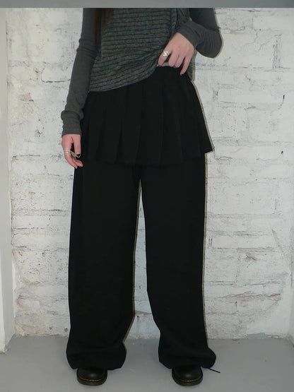 ang project Korean Style Lightweight Split Front Drawstring Jumpsuit Pants Pants