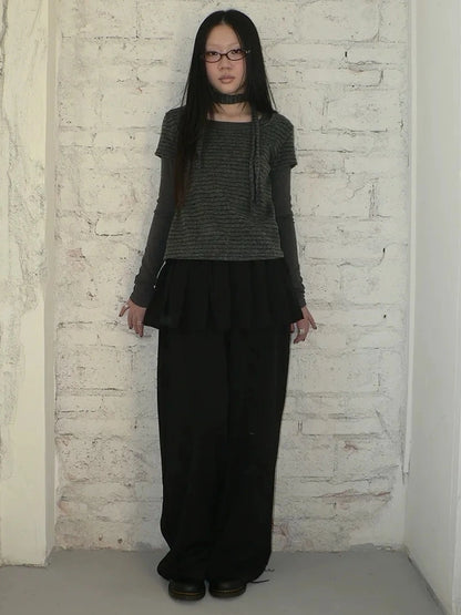 ang project Korean Style Lightweight Split Front Drawstring Jumpsuit Pants Pants