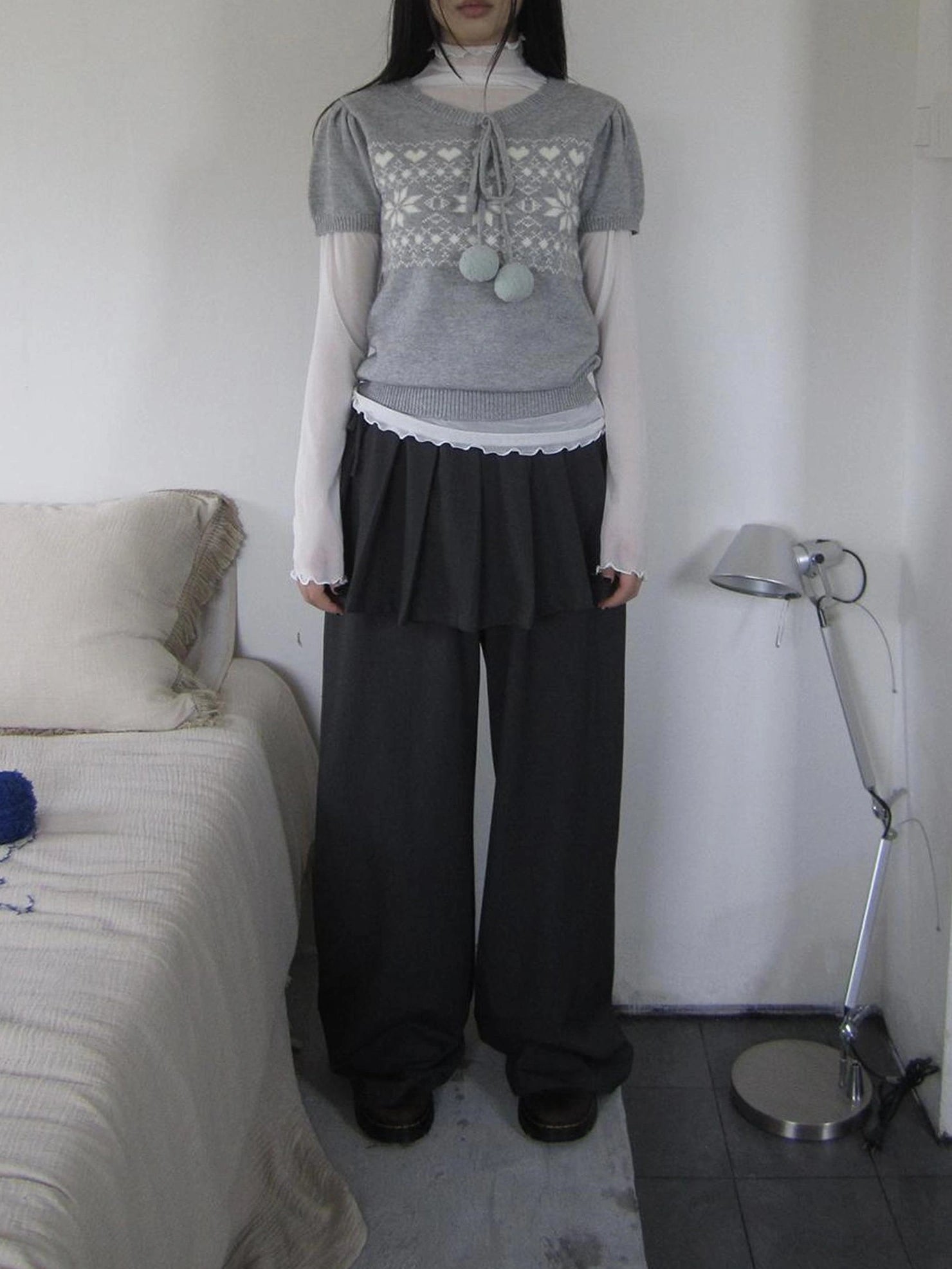 ang project Korean Style Lightweight Split Front Drawstring Jumpsuit Pants Pants