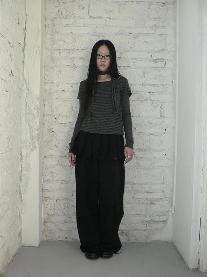 ang project Korean Style Lightweight Split Front Drawstring Jumpsuit Pants Pants