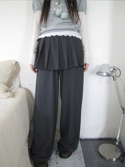 ang project Korean Style Lightweight Split Front Drawstring Jumpsuit Pants Pants