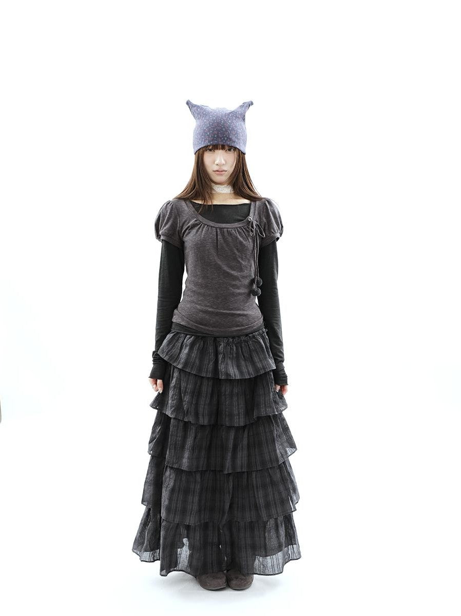 ang project Korean Tie Spliced Striped Layered Colorblock Women&