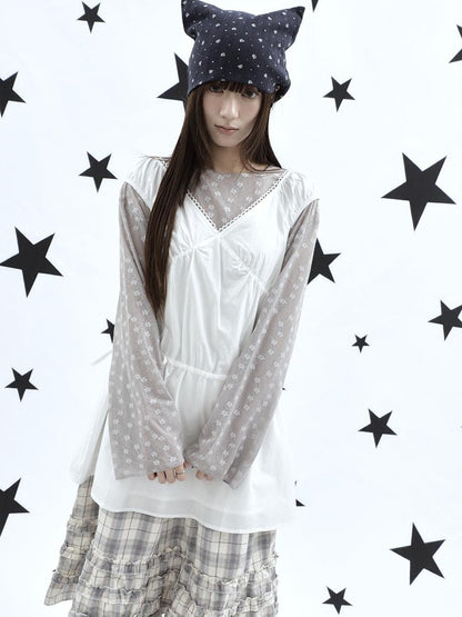 ang project Korean V-neck Lace Up Waist Cinching Ruffle Spliced Sleeveless Women&