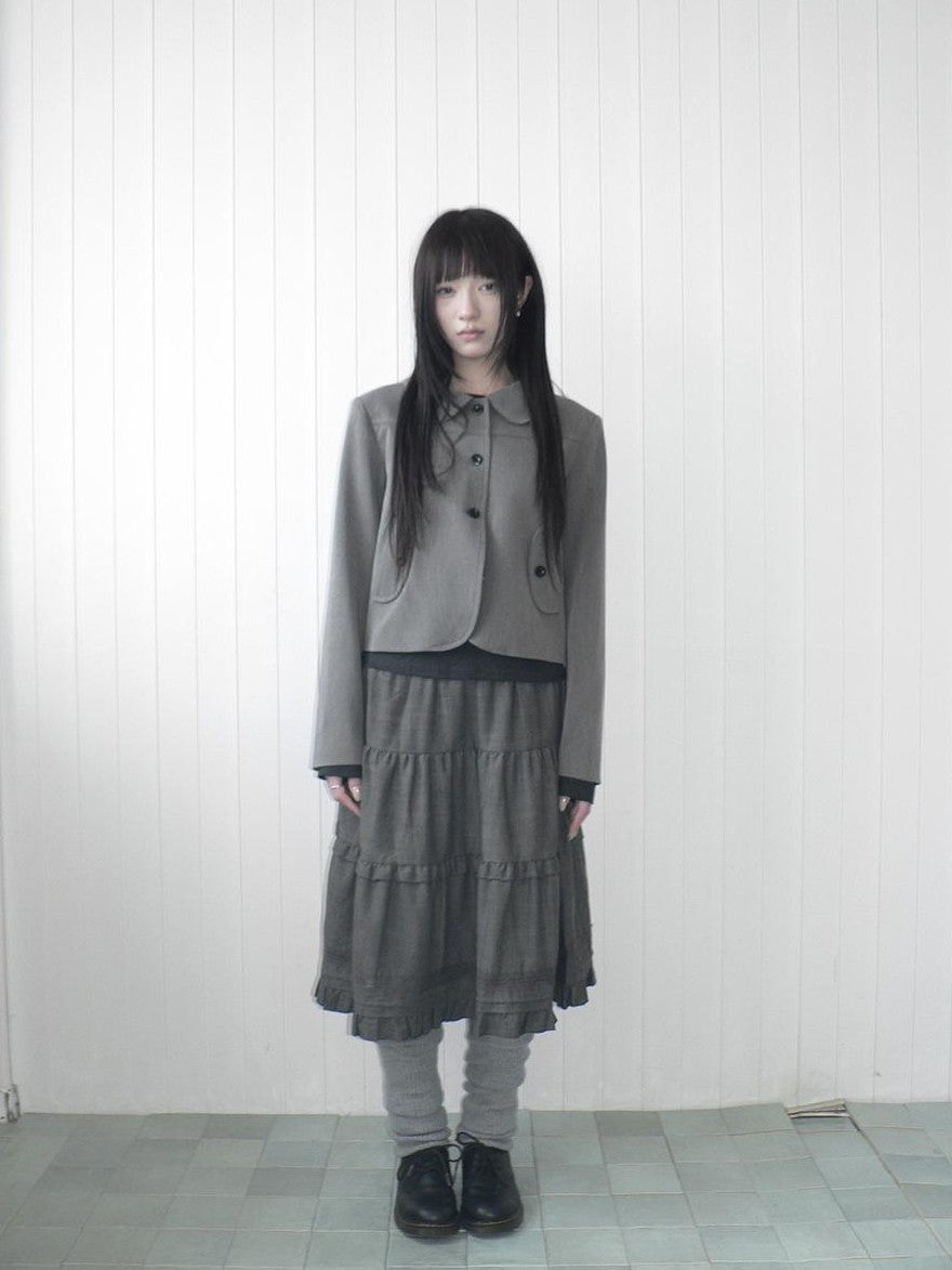 ang project Korean Vintage Button Lapel Straight Fit Long Sleeve Women&