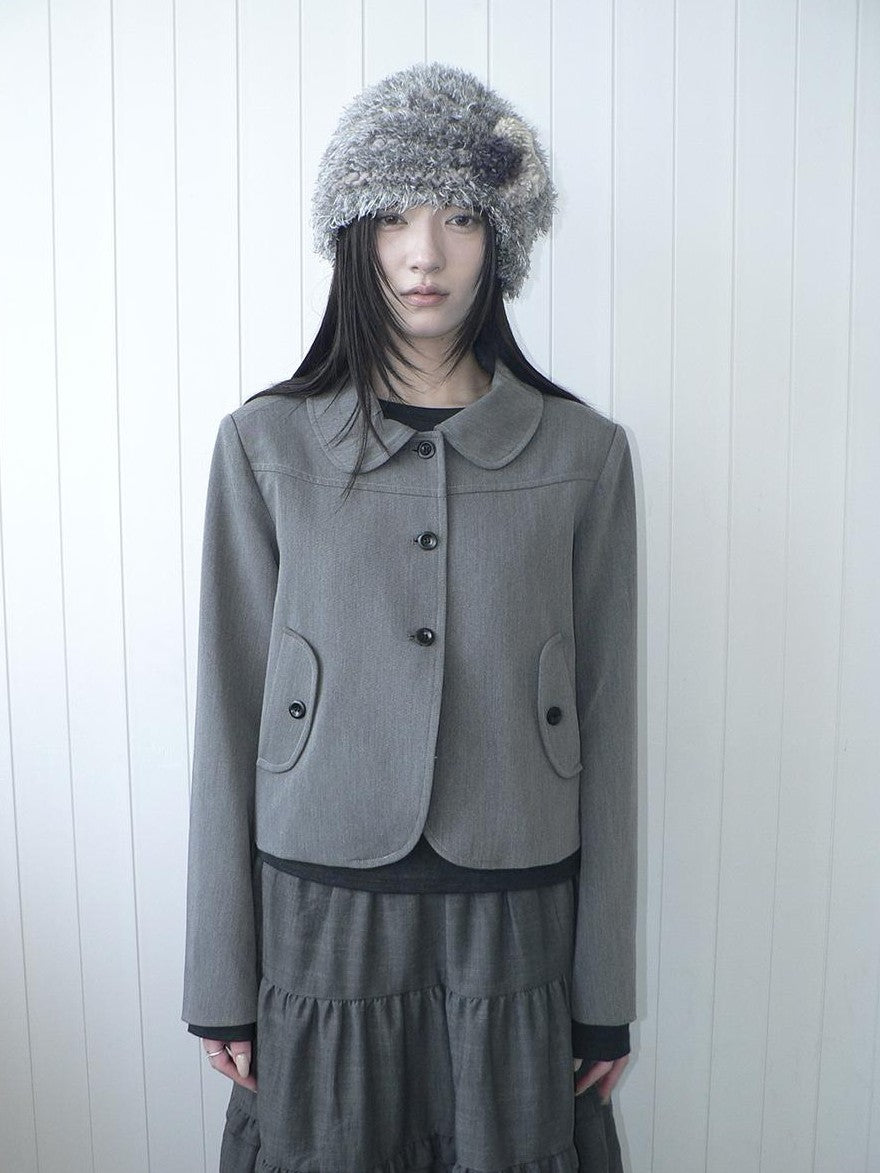 ang project Korean Vintage Button Lapel Straight Fit Long Sleeve Women&