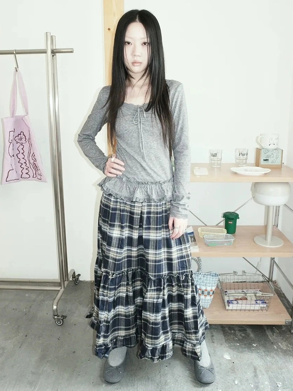 ang project Lace Bow Tie Ruffle Sleeve Tee T-shirt