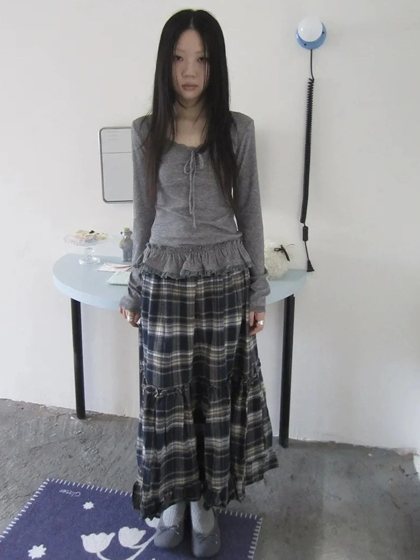 ang project Lace Bow Tie Ruffle Sleeve Tee T-shirt