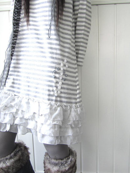 ang project Lace Tiered Skirt U Neck Women&