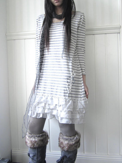 ang project Lace Tiered Skirt U Neck Women&